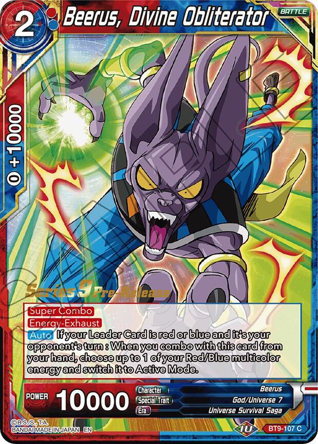 Beerus, Divine Obliterator #BT9-107 — Universal Onslaught Pre-Release Cards