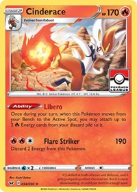 Cinderace - 034/202 (Pokemon League) #034/202 from League & Championship Cards Pokemon card image