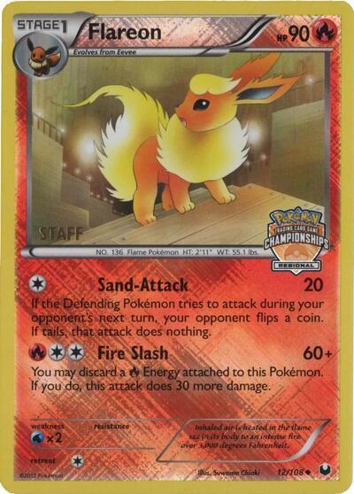 Flareon - 12/108 (Regional Championships) [Staff] 012/108 from League & Championship Cards