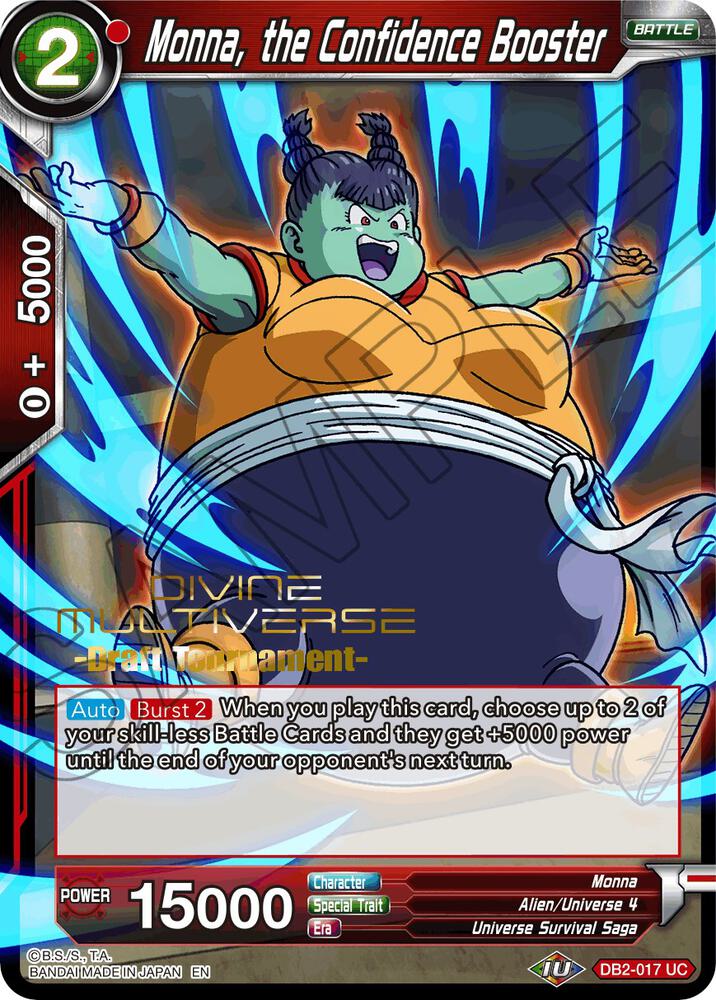 Monna, the Confidence Booster (Divine Multiverse Draft Tournament) #DB2-017 — Tournament Promotion Cards