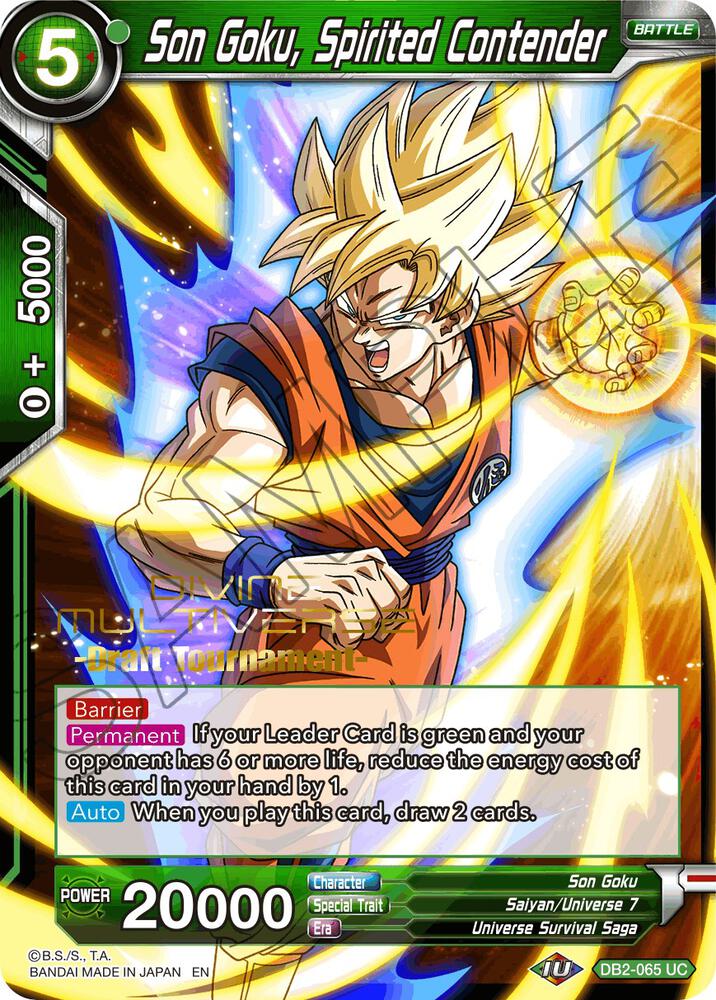 Son Goku, Spirited Contender (Divine Multiverse Draft Tournament) #DB2-065 — Tournament Promotion Cards
