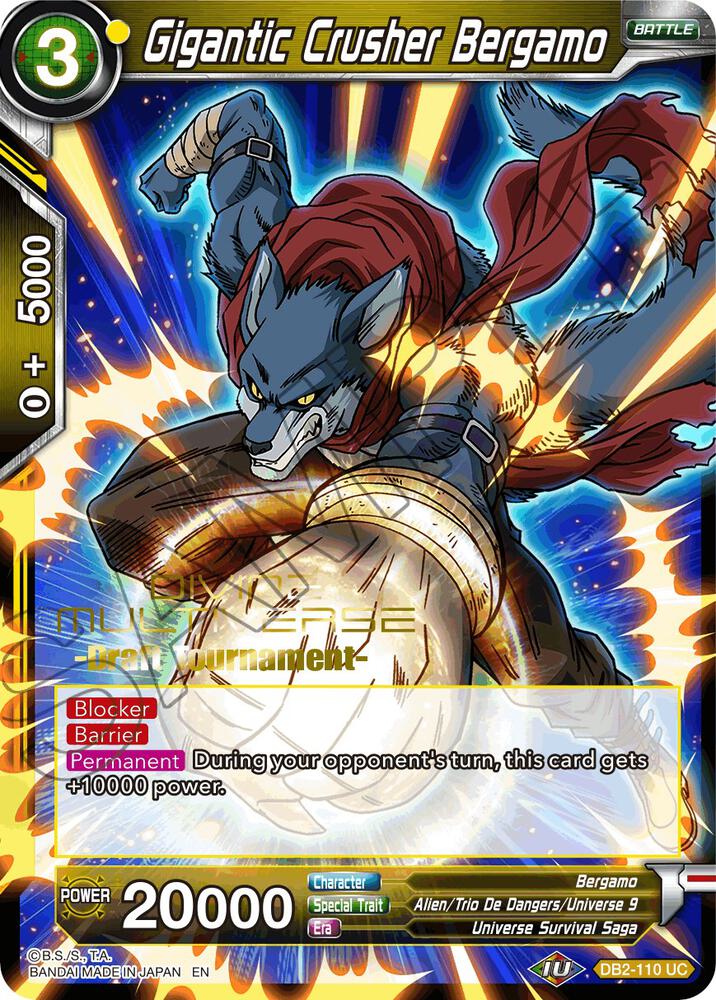 Gigantic Crusher Bergamo (Divine Multiverse Draft Tournament) #DB2-110 — Tournament Promotion Cards