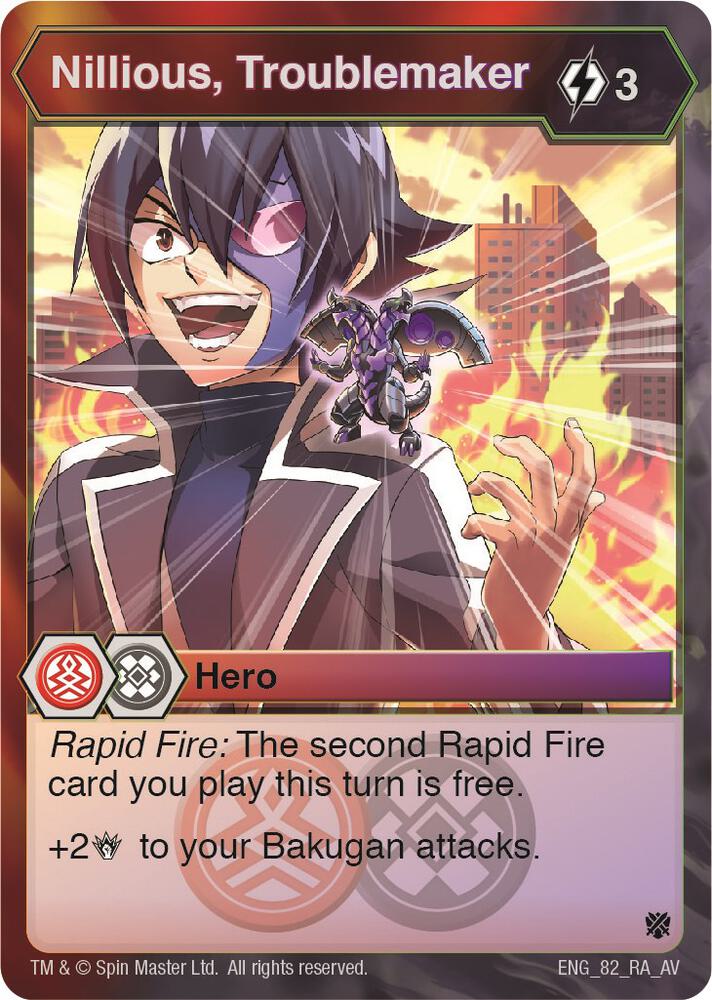 bakugan yugioh cards Nillious, Troublemaker - Armored Elite along with a collectible coin for added flair Bakugan Radizen Card Bakugan Roxtor