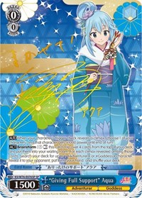"Giving Full Support" Aqua (SP) (Gold Stamp) - Weiss Schwarz KonoSuba The Movie: Legend of Crimson trading card