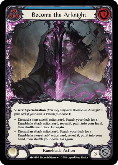 Become the Arknight — 1st Edition Rainbow Foil Arcane Rising Super Rare Flesh and Blood card — value and price