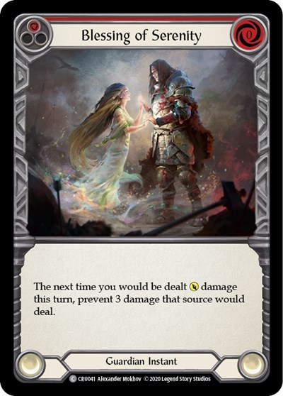 Blessing of Serenity (Red) — 1st Edition Rainbow Foil Crucible of War Common Flesh and Blood card — value and price