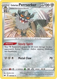 Galarian Perrserker 128/202 (SWSH Base Set) #128/202 from Deck Exclusives Pokemon card image