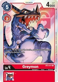 Greymon - BT3-011 (Box Topper) - Release Special Booster 1.5 - Digimon card