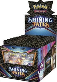 Shining Fates Mad Party Pin Collection Display from Shining Fates Pokemon card image