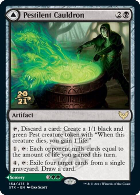 Pestilent Cauldron // Restorative Burst #154s — Strixhaven: School of Mages Promos