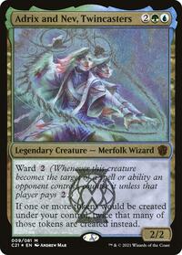 Adrix and Nev, Twincasters (Display Commander) - Thick Stock - Commander 2021 - Magic: The Gathering card