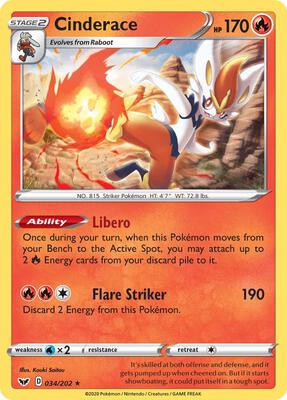 Cinderace - 034/202 (Non-Holo)