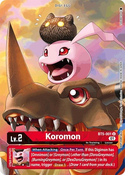 Koromon - BT5-001 (Premier TO Event June 2021) Battle of Omni card price