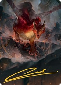 Red Dragon Art Card (Gold-Stamped Signature)