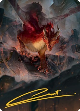 Red Dragon Art Card (Gold-Stamped Signature)