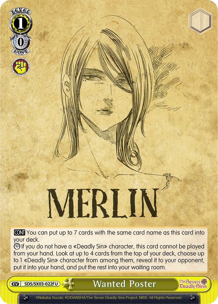 Wanted Poster (F) - The Seven Deadly Sins - Weiss Schwarz