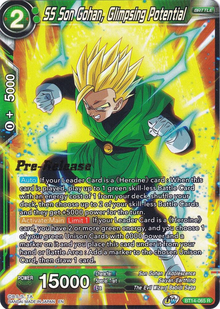 SS Son Gohan, Glimpsing Potential #BT14-065 — Cross Spirits Pre-Release Cards