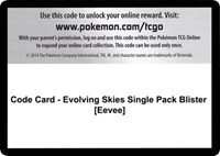 Code Card - Evolving Skies Single Pack Blister [Eevee] from SWSH07: Evolving Skies Pokemon card image