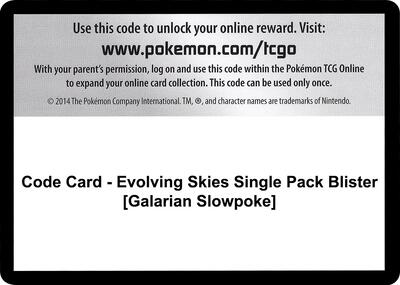 Code Card - Evolving Skies Single Pack Blister [Galarian Slowpoke]