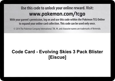 Code Card - Evolving Skies 3 Pack Blister [Eiscue]