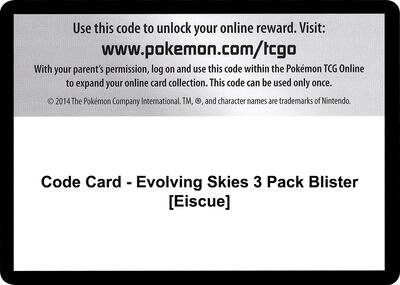 Code Card - Evolving Skies 3 Pack Blister [Eiscue]