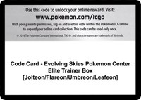 Code Card - Evolving Skies Pokemon Center Elite Trainer Box [Jolteon/Flareon/Umbreon/Leafeon] Pokemon card image