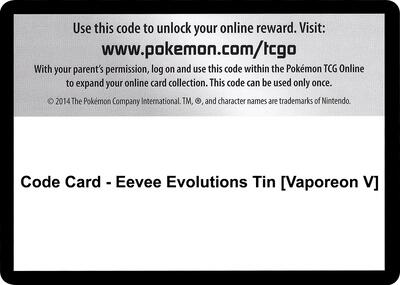 Code Card - Eevee Evolutions Tin [Vaporeon V]