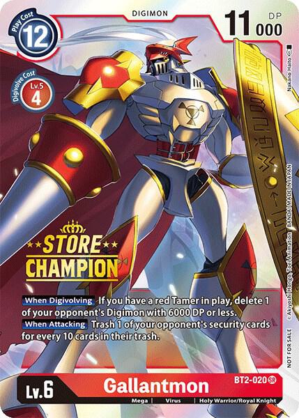 Gallantmon BT2 020 Store Champion digimon card
