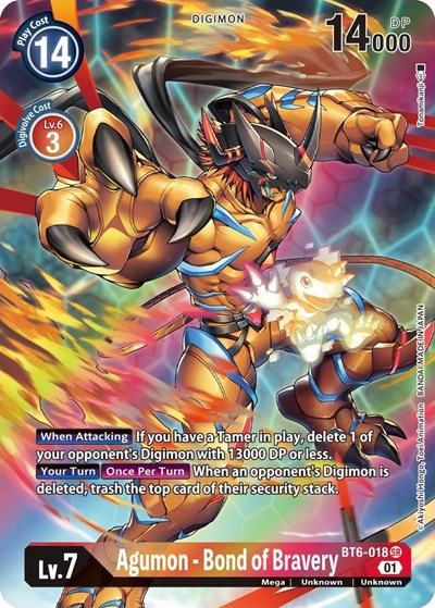 Agumon - Bond of Bravery (Alternate Art) Double Diamond Super Rare Digimon card — value and price