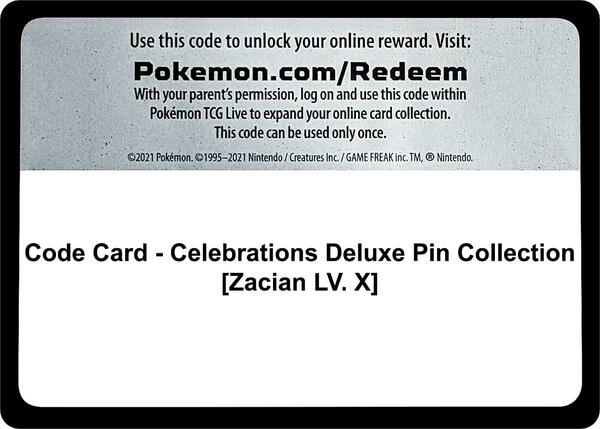 Code Card - Celebrations Deluxe Pin Collection [Zacian LV. X]