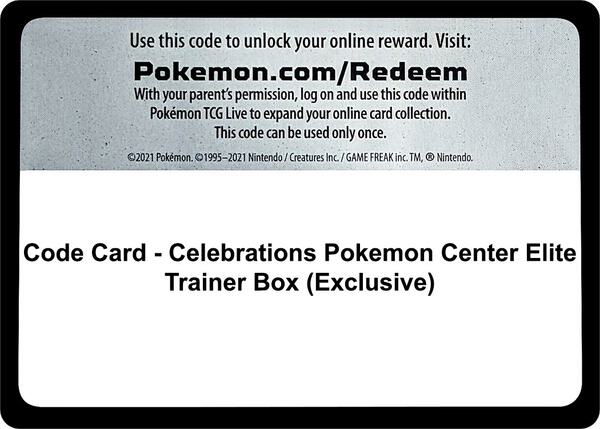 Code Card - Celebrations Pokemon Center Elite Trainer Box (Exclusive)