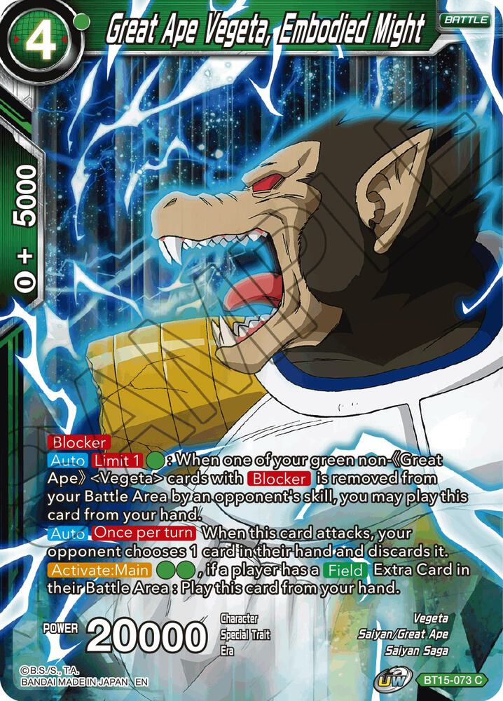 Great Ape Vegeta, Embodied Might #BT15-073 — Saiyan Showdown