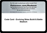 Code Card - Evolving Skies Build & Battle Stadium from SWSH07: Evolving Skies Pokemon card image
