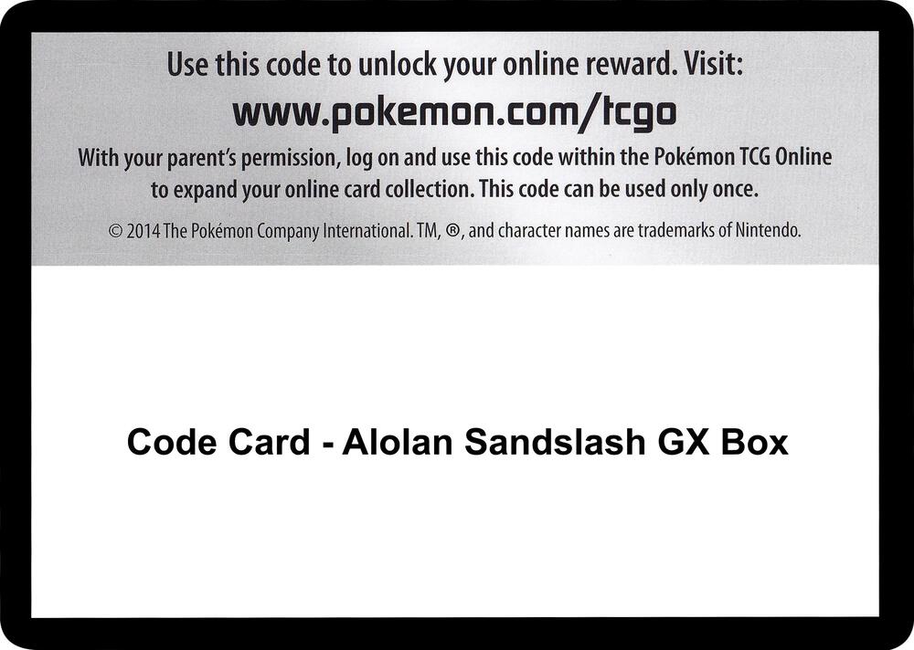 Code Card - Alolan Sandslash Gx Box