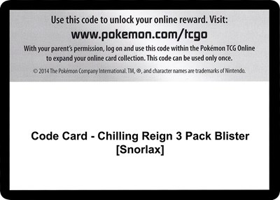 Code Card - Chilling Reign 3 Pack Blister [Snorlax]