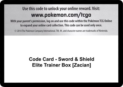 Code Card - Sword & Shield Elite Trainer Box [Zacian]