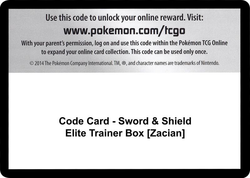 Code Card - Sword & Shield Elite Trainer Box [Zacian]  from SWSH01: Sword & Shield Base Set