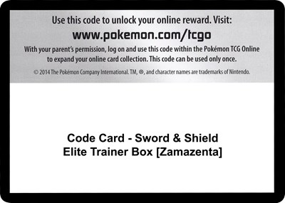 Code Card - Sword & Shield Elite Trainer Box [Zamazenta]