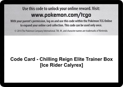 Code Card - Chilling Reign Elite Trainer Box [Ice Rider Calyrex]