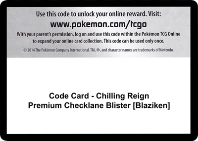 Code Card - Chilling Reign Premium Checklane Blister [Blaziken]