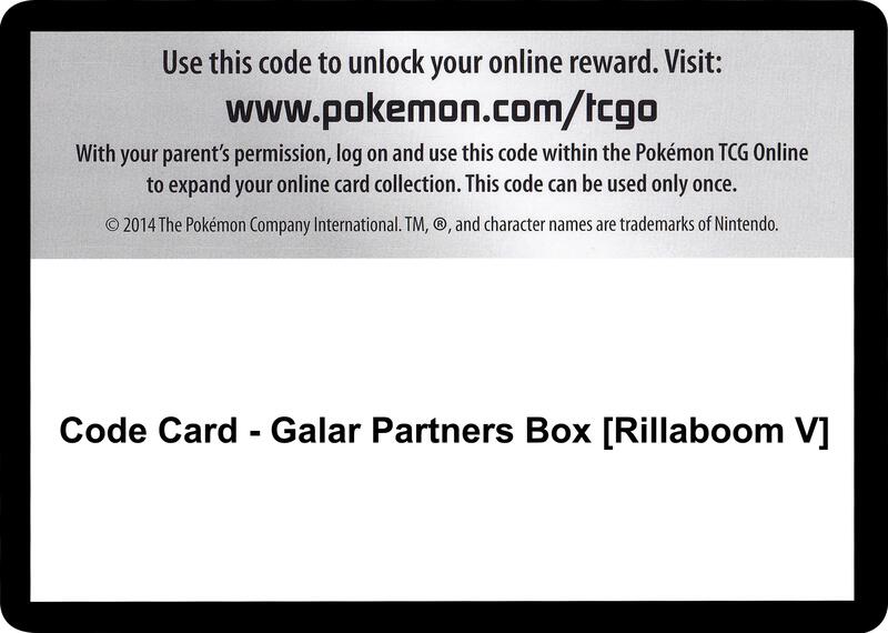 Code Card - Galar Partners Box [Rillaboom V]  from SWSH01: Sword & Shield Base Set
