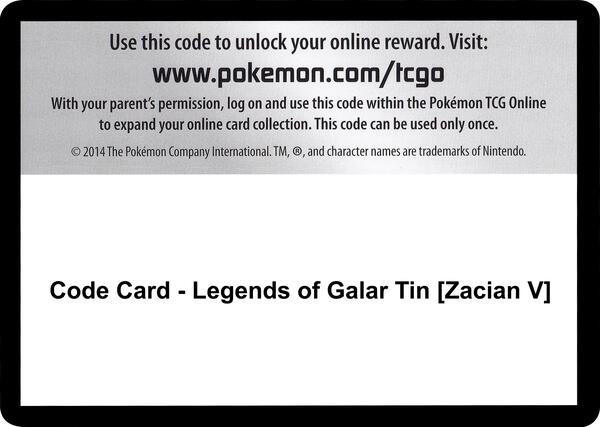Code Card - Legends of Galar Tin [Zacian V]
