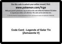 Code Card - Legends of Galar Tin [Zamazenta V] · SWSH02: Rebel Clash · #— · Normal