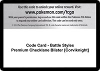 Code Card - Battle Styles Premium Checklane Blister [Corviknight] from SWSH05: Battle Styles Pokemon card image