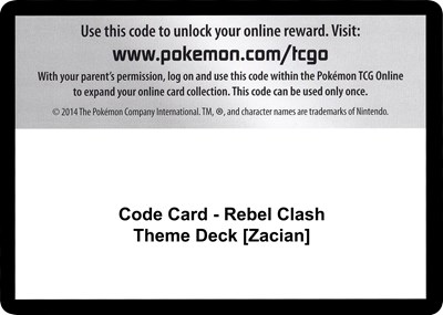 Code Card - Rebel Clash Theme Deck [Zacian]