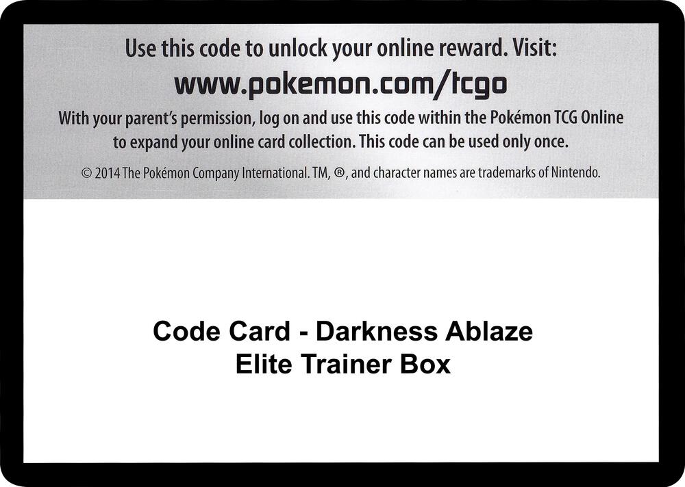 Code Card - Darkness Ablaze Elite Trainer Box