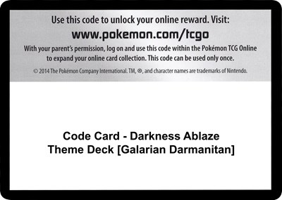 Code Card - Darkness Ablaze Theme Deck [Galarian Darmanitan]