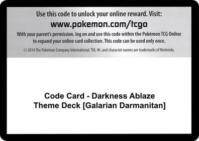 Code Card - Darkness Ablaze Theme Deck [Galarian Darmanitan]