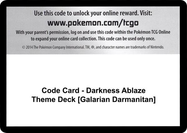 Code Card - Darkness Ablaze Theme Deck [Galarian Darmanitan]