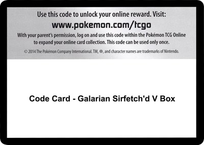 Code Card - Galarian Sirfetch'd V Box